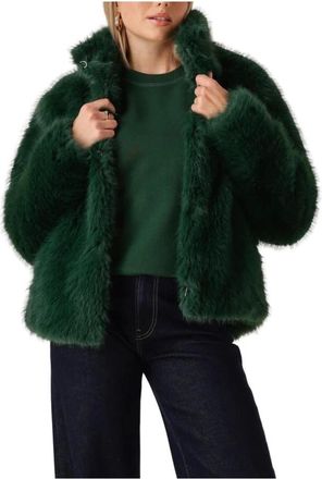 Catwalk Junkie Jassen, Dames, Groen, XS, Polyester, Fur Jacket