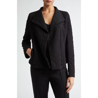 Akris Jacquard Biker Jacket in Black at Nordstrom, Size 6