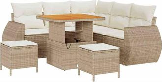 vidaXL Conjunto De Sof&aacute; De Jard&iacute;n 8 Pcs Beige Rat&aacute;n Sint&eacute;tico Vidaxl