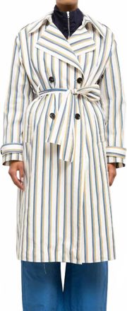 Leset Yoshi Stripe Trench Coat In Parch/choco