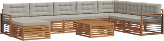 vidaXL Conjunto De Sof&aacute;s De Exterior 9 Uds. Gris Natural Y Claro Vidaxl