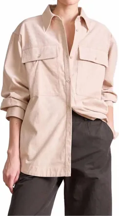 Apiece Apart Flowe Pocket Button Up Shirt In Adobe Rose
