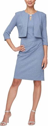 SLNY Womens Cocktail Dress With Jacket In Periwinkle