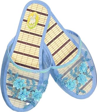 Generic Chinese Slippers, Mesh Slippers, Slippers For Women, Floral Chinese Mesh Slippers, Flats Slippers (Blue, Adult, Women, 5.5, Numeric, UK Footwear Size 