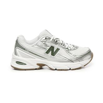 New Balance Sneakers, male, Gray, 8 1/2 UK, Mesh and Synthetic Trainers, White/Silver/Green