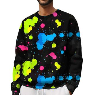 Generic Mens Sweatshirts Tie Dye Colorful Printed Loose Fit Mens Jumpers Crew Neck Long Sleeve Shirts Trendy Casual Jumper Oversized Sweatshirt Sports Loose T
