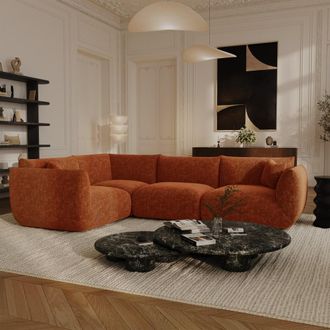 Sia Home Sill&oacute;n de esquina reversible de terciopelo chenilla terracota