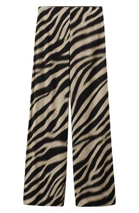 Mango Zebra Print Straight Leg Pants in Black at Nordstrom, Size 4