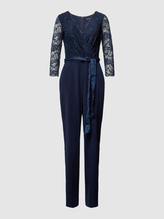 Swing Jumpsuit mit Bindeg&uuml;rtel in Marine, Gr&ouml;&szlig;e 42