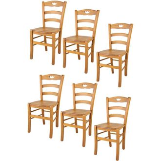 Tommychairs Tommychairs Set 6 Sedie Valentina in legno di faggio verniciato color rovere, seduta in legno