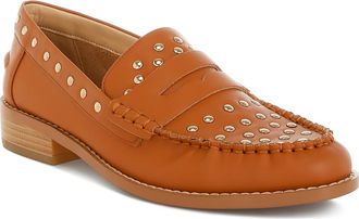 Rag & Co. Oglavia Stud Penny Loafer in Tan at Nordstrom Rack, Size 9.5