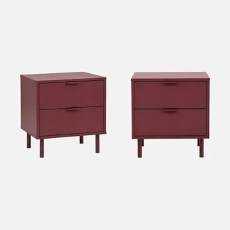 Sweeek Mesita De Noche De Madera Y Metal Con 2 Cajones, Set De 2