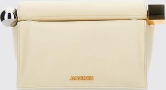 Jacquemus Clutch Rond Carr&eacute; a mano in pelle di agnello liscia con logo