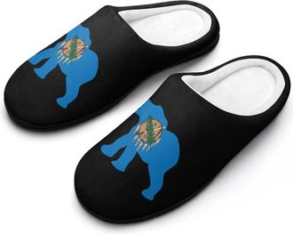 Generic Elephant Oklahoma Flag Cotton Slipper for Women Indoor Outdoor House Shoes Anti-Skid Slippers with Rubber Sole