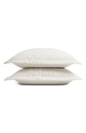Parachute Soft Stitch Set of 2 Organic Cotton Pillow Shams in Cream at Nordstrom, Size Standard