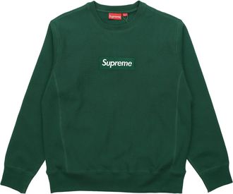 SUPREME FW18 Box Logo Crewneck Dark Green Classic Round Neck Pullover Unisex SUP-FW18-1073