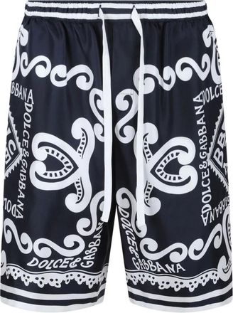 Dolce & Gabbana Korte Broeken, Heren, Veelkleurig, L, Zijden Twill Shorts