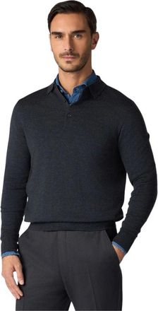 Brooks Brothers Truien & Vesten, Heren, Grijs, M, Wol, Merino Wol Polo Trui