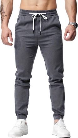 Generic Chino Jogger Trouser, Cotton Chinos Mens Casual Jogging Trouser, Joggers Bottoms with Drawstring (UK, Alpha, XXL, Regular, Regular, Anthra)