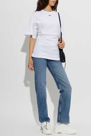 Off-white T-shirt With Pleats, Womens, White