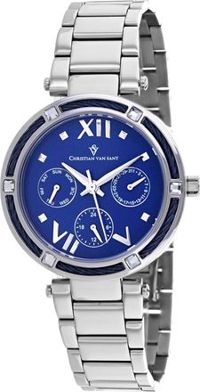 Christian Van Sant Womens Sienna Blue Dial Watch