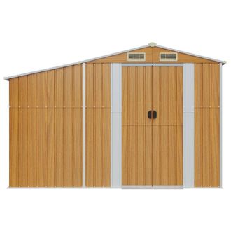 Berkfield Home Garden Shed Brown 277x93x179 cm Galvanised Steel | Size: 277 x 93 x 179 cm