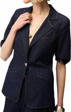Joseph Ribkoff Puff Sleeve Blazer Jacket In Dark Blue Denim