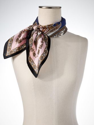 Talbots Paisley Sky Square Scarf - Delicate Rose - 001 Talbots