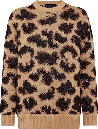 Philipp Plein Pullover Round Neck SS Jacquard Lurex Leopard