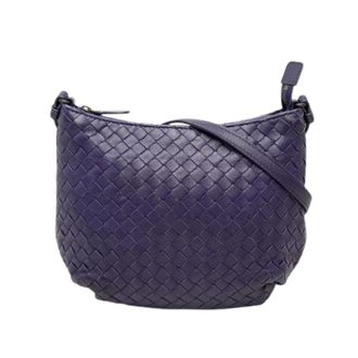 Bottega Veneta Pre-owned Woven Nappa Crossbody Bag - Dames - Pre-owned - Paars - Maat: ONE Size Leer