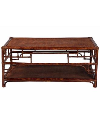 Baxton Studio Sebalio Tortoise Rattan Coffee Table With Open Shelf