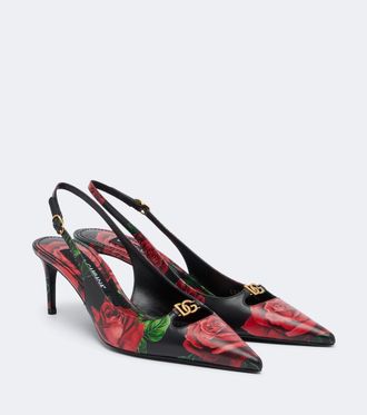 Dolce & Gabbana DG floral leather slingback pumps