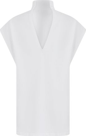 Alaia Womens Sleeveless Sweater, High Collar, White Cotton
