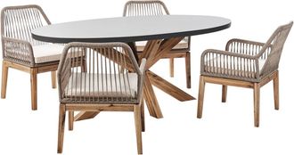 Beliani Conjunto de comedor 4 personas de cemento gris