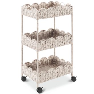 Best Choice Products 3-Tier Scalloped Rolling Nursery Caddy w/Wheels, Storage Utility Cart