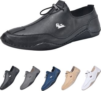 Generic Mens Orthopedic Shoes Handmade Flat Casual Suede Outdoor Walking Hiking Sneakers Lightweight Non-Slip Driving Shoes Unisex Comfort Slip On Sneakers Si