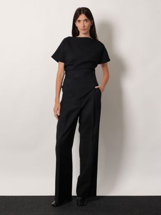 R&oacute;he Womens Midwaist Wool Blend Trousers Black Virgin