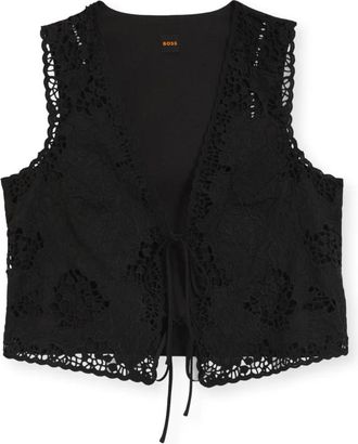 HUGO BOSS C Irika Gilet - Dames - Tops zonder mouwen - Zwart - XL - Katoen - Tops