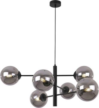 OEM L&aacute;mpara Colgante Vicenza Negra 6 Planas Pantalla Grafito E14