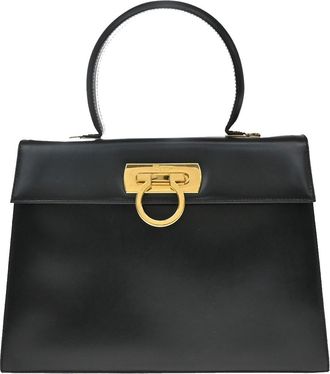 Ferragamo Convertible Top Handle Leather Black Leather Handbag (Pre-Owned)