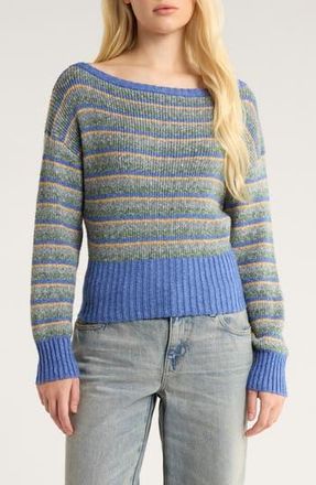 PacSun Cosette Off the Shoulder Rib Sweater in Blue at Nordstrom Rack, Size Large