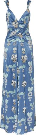 Temperley London Abito lungo Reina smanicato con ruches - Blu