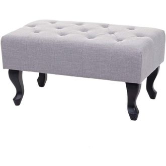 Hhg Pouf poggiapiedi ottomano stile vittoriano Chesterfield 39x77x47cm tessuto grigio