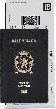 Balenciaga Wallets & Cardholders, male, Black, Size: ONE SIZE Passport Wallet with Trompe-loeil Design
