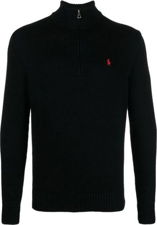 Polo Ralph Lauren Zwarte katoenen trui met hoge kraag - Heren - Coltruien - Zwart - L - Katoen - Truien & Vesten