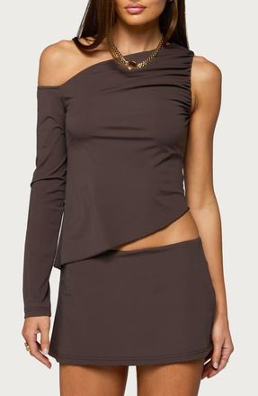 Edikted Lucretia Asymmetric One-Shoulder Top in Brown at Nordstrom, Size X-Small