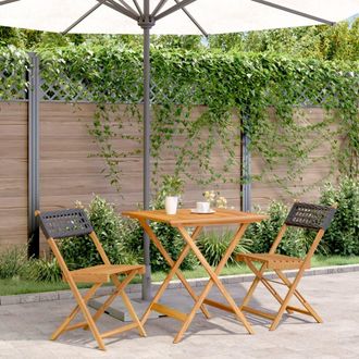 vidaXL Juego De Bistro De 3 Piezas Rat&aacute;n Pe Y Madera Maciza Negro Vidaxl