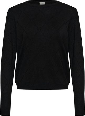 Kaffe Lizza Argyle Pullover - Dames - Ronde hals truien - Zwart - XL - Truien & Vesten