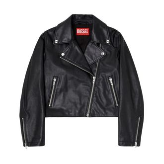 Diesel Leren jas met rits - Dames - Leren en Su&egrave;de Jassen - Zwart - L - Leer - Jassen
