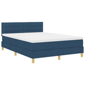 vidaXL Vidaxl Cama Con Box Spring Con Colch&oacute;n Azul 140x200 Cm Tela